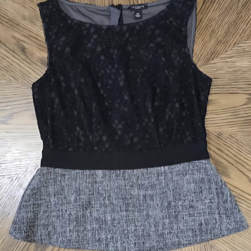 Ann Taylor Black and Gray Lace Top